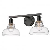  0305-BA2 BLK-CLR - Carver BLK 2 Light Bath Vanity in Matte Black with Clear Glass Shade